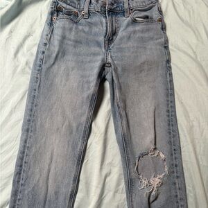 American Eagle Outfitters Light Blue Distressed Straight Leg Jeans